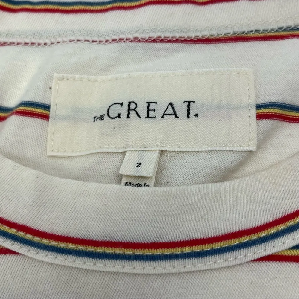 The Great. Cream Striped Sleeveless Maci Dress 100% Cotton Women SZ 2 *TINY FLAW - Image 3