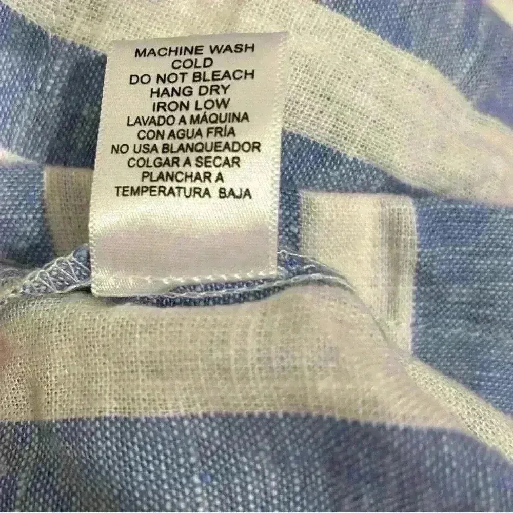 Love Tree Blue White Stripe Linen Blend Shorts Elastic High Waist Pull On Size M - Image 5