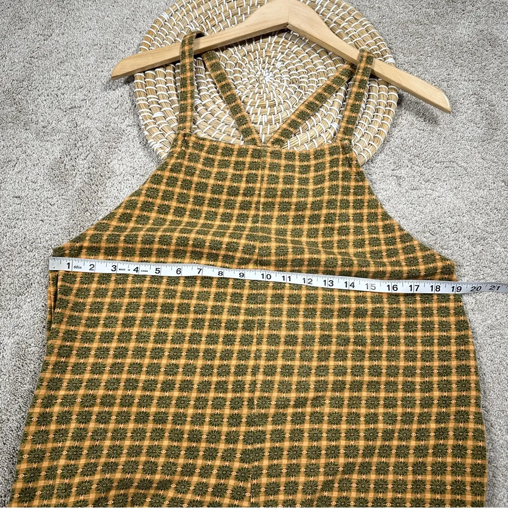 Known Supply Women’s Organic Cotton Cadence Overall Retro in Apricot Plaid M Yellow Size M - Image 13