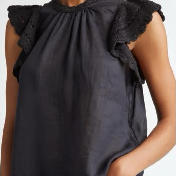 Ulla Johnson Handmade Kai Ramie black flounce Goth feminine blouse 10 - Image 11