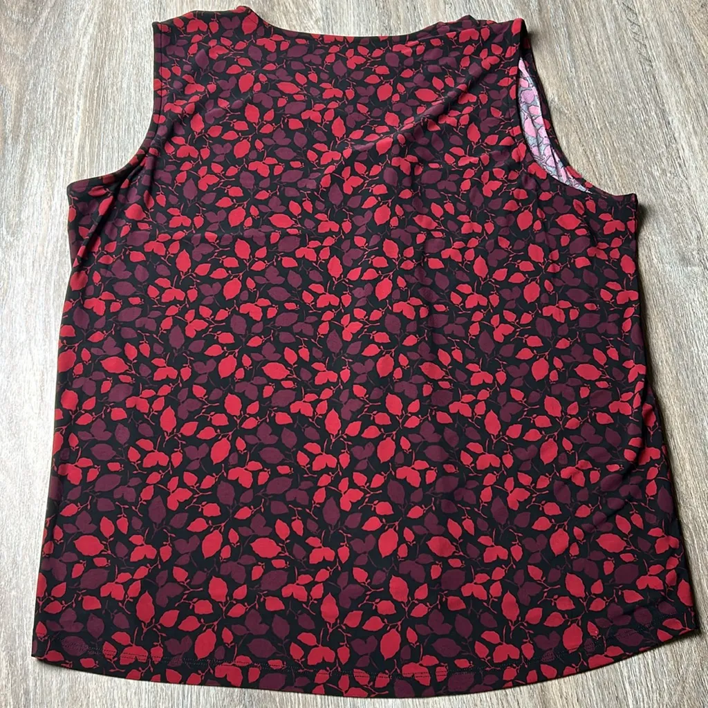 Anne Klein Red and Black Patterned Top Size XL - Image 3