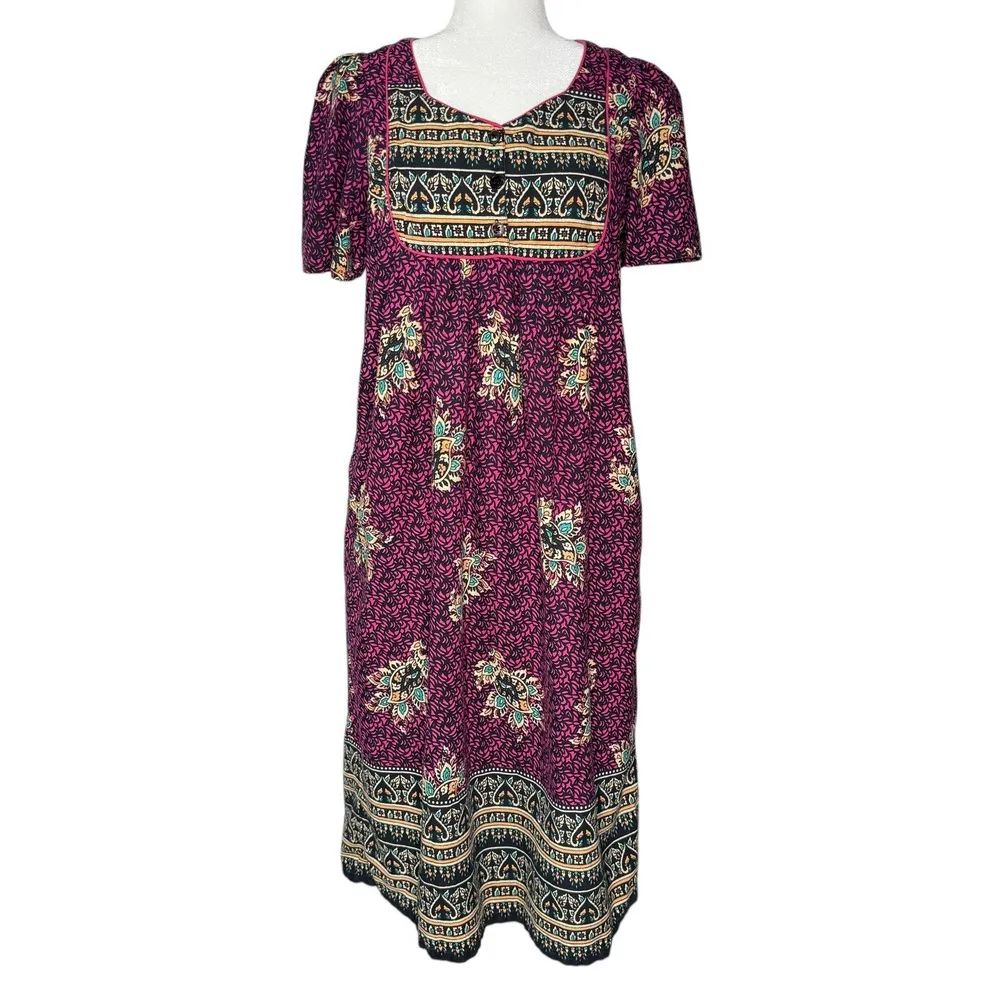 Vintage Sara Morgan Dress M Midi Lounge Muumuu Boho Cottage Modest‎ Traditional Size M - Image 3