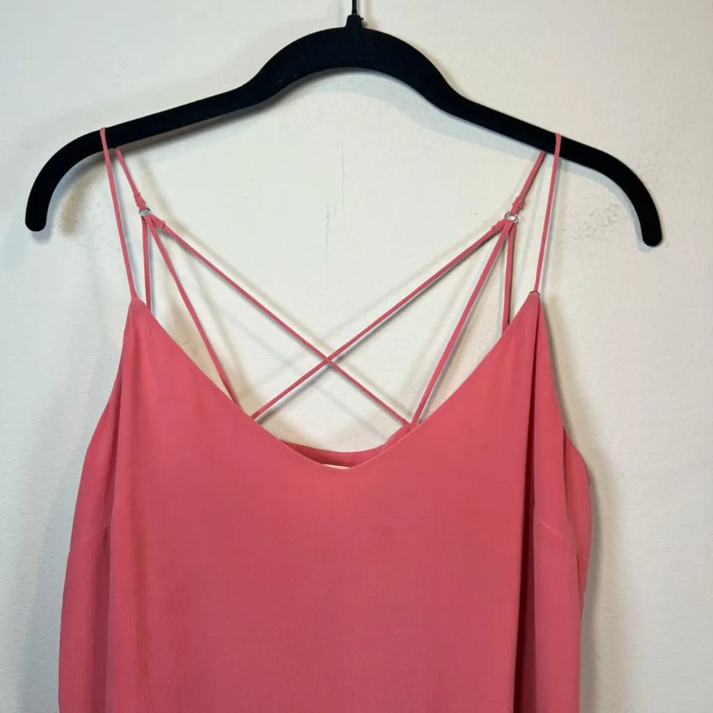 Anthropologie Maeve Women’s Meret Silk Cami Tunic Top Coral Strappy Flaw  Size 8 - Image 2