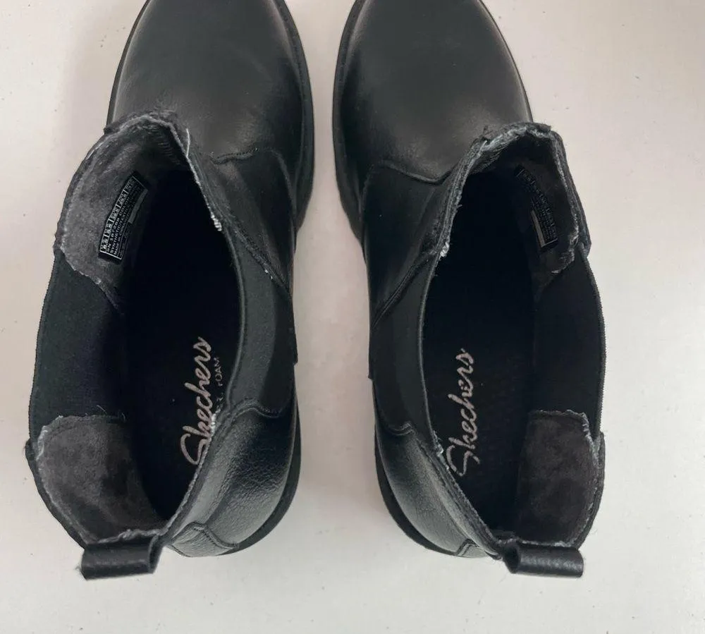 Skechers Boots City Combat Pull On Platform Lugged Soles Memory Foam Ankle Black - Image 5