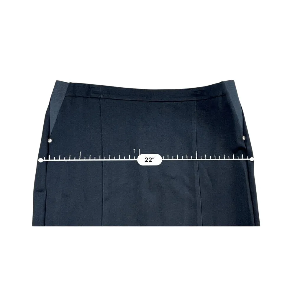 Anne Klein Black Ponte Knit Elastic Wedge Waist Straight Skirt XL Preppy Classic - Image 6
