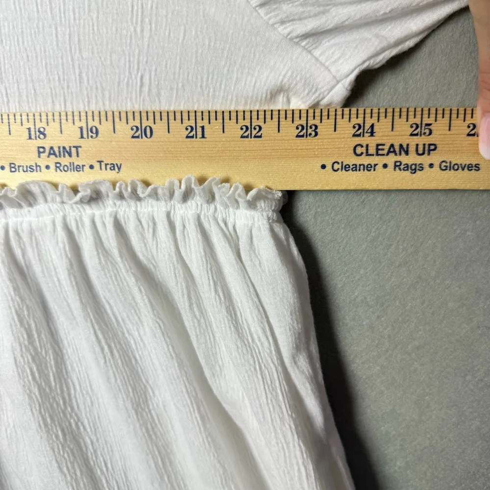 Mable Womens Romper Outfit White Balloon Sleeve Minimalist Coastal Casual size L Size L - Image 11