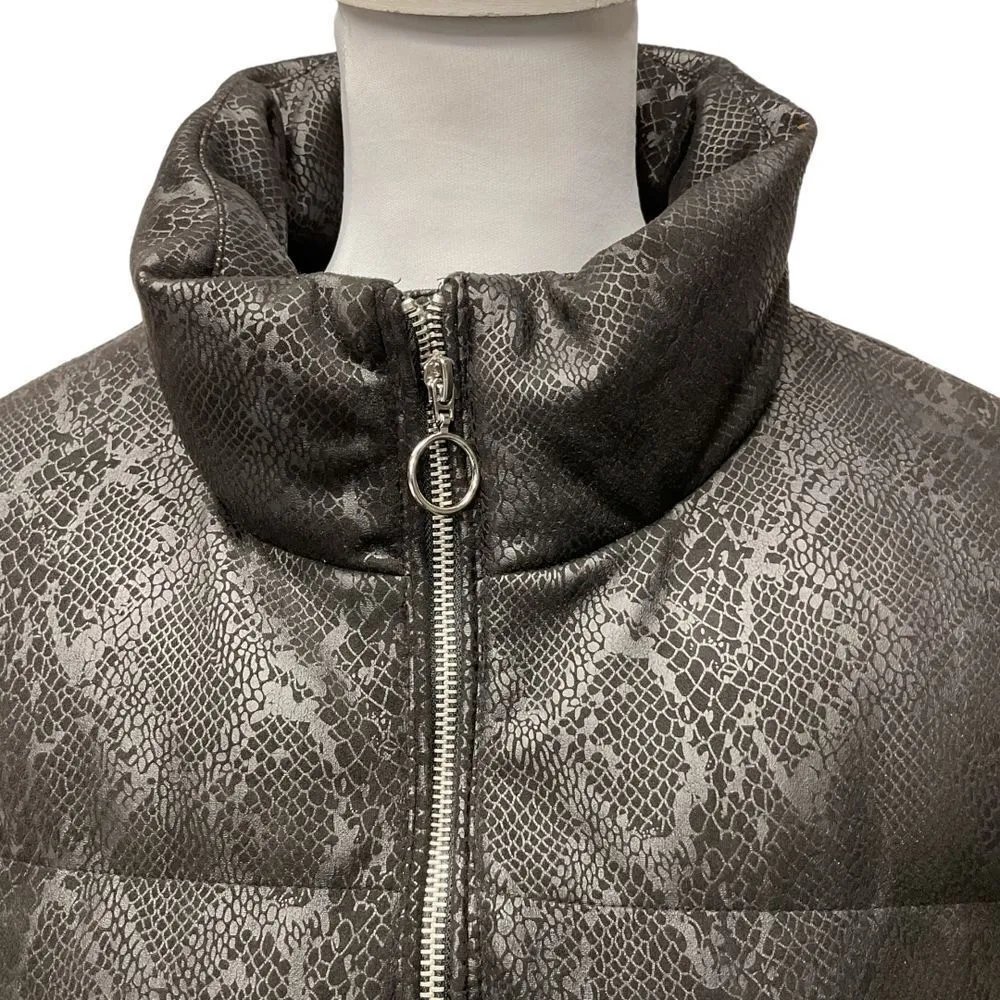 VENUS Python Printed Puffer Jacket Black Sz M Zipper‎ Front Winter Outdoor - Image 7