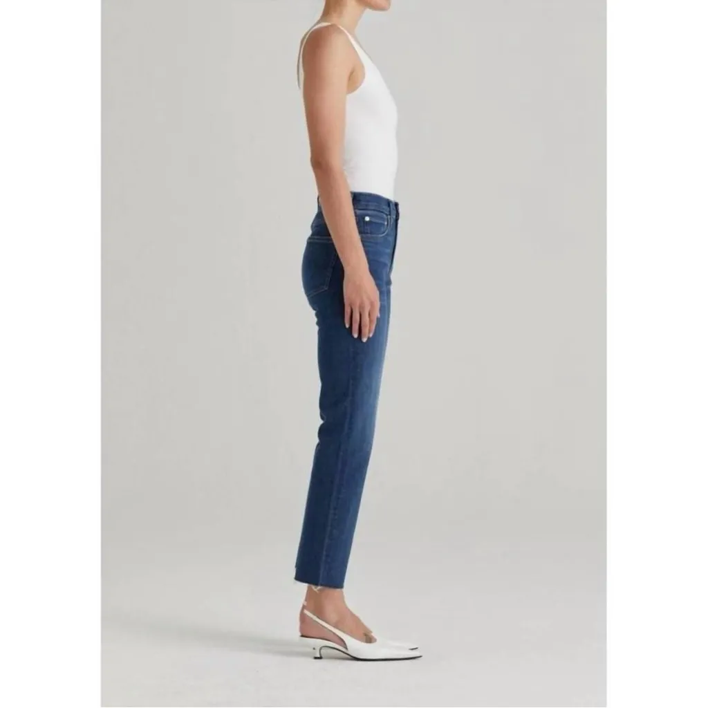 Edwin Bree Midrise Straight Raw Hem Deja Blue Wash Jeans Size 28 - Image 3