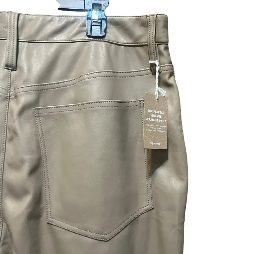 Madewell The Perfect Vintage Straight Pant Faux Leather Edition NWT Sz 32 Pumice - Image 10