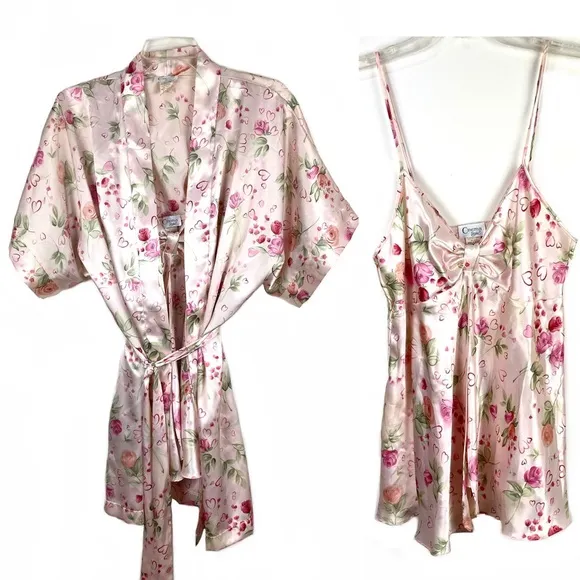 Vintage Cinema Etoile 2pc Set Robe Gown Pink Size M - Image 2