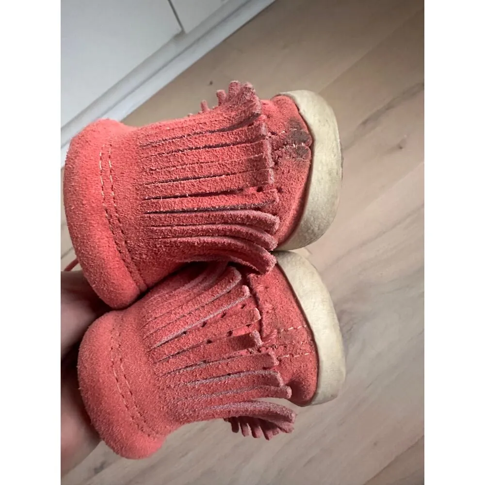 Minnetonka Pink/Coral Ankle Moccasin boots Womens size 8.5 Style Venice Booties - Image 3