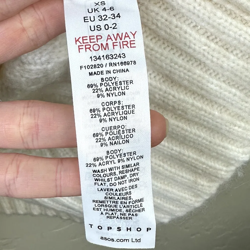 Topshop NEW Light Beige Cream Cable Knit Crewneck Knitted Dress Tunic Sweater XS - Image 10