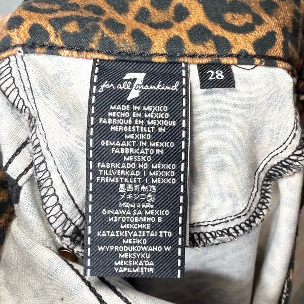 7 For All Mankind Womens High-Waist Slim Kick Flared Jeans Leopard Pants Size 28 - Image 7