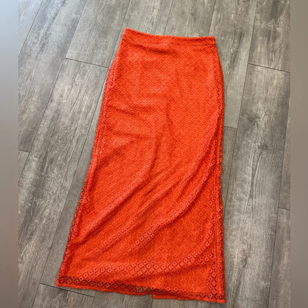 ASOS Vibrant Orange Maxi Skirt Size M - Image 11