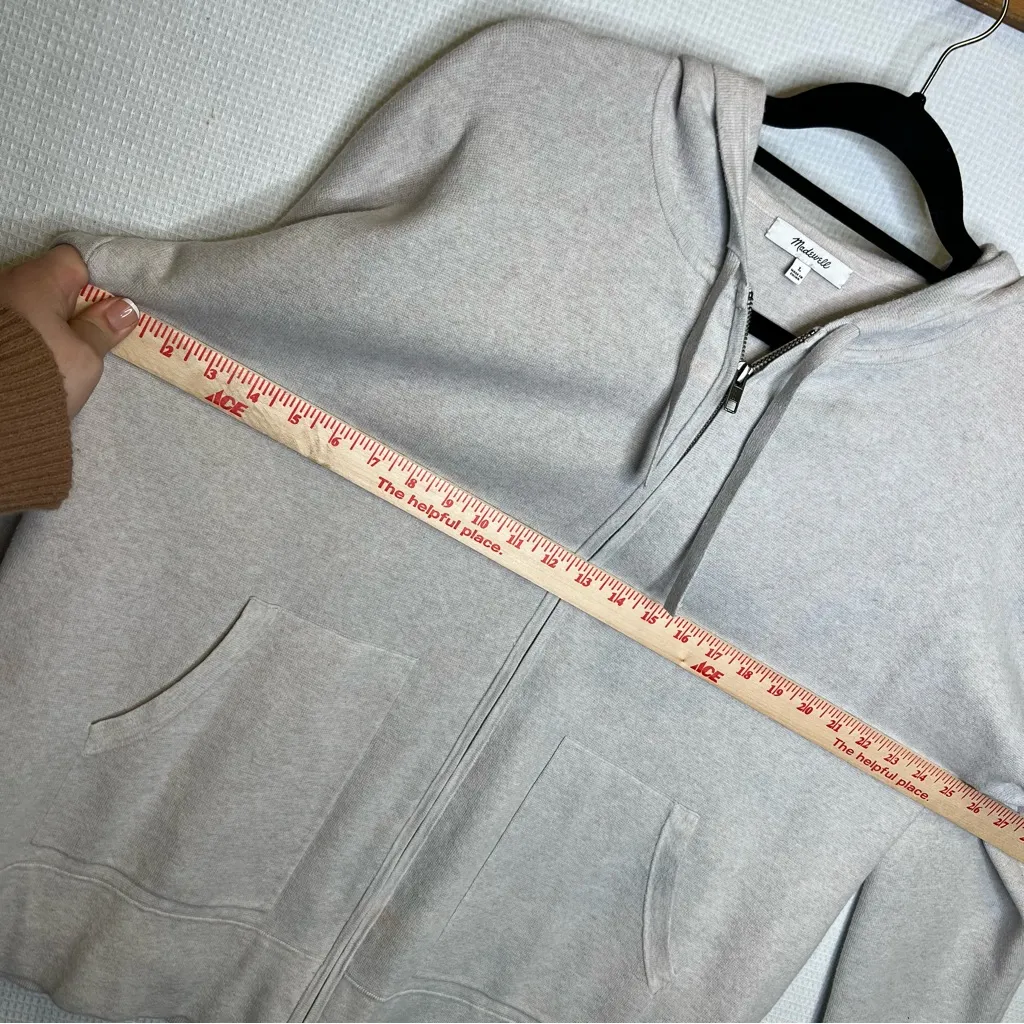 Madewell | Large Cream Full Zip-Up Hoodie Sweater‎ Grey - Image 8