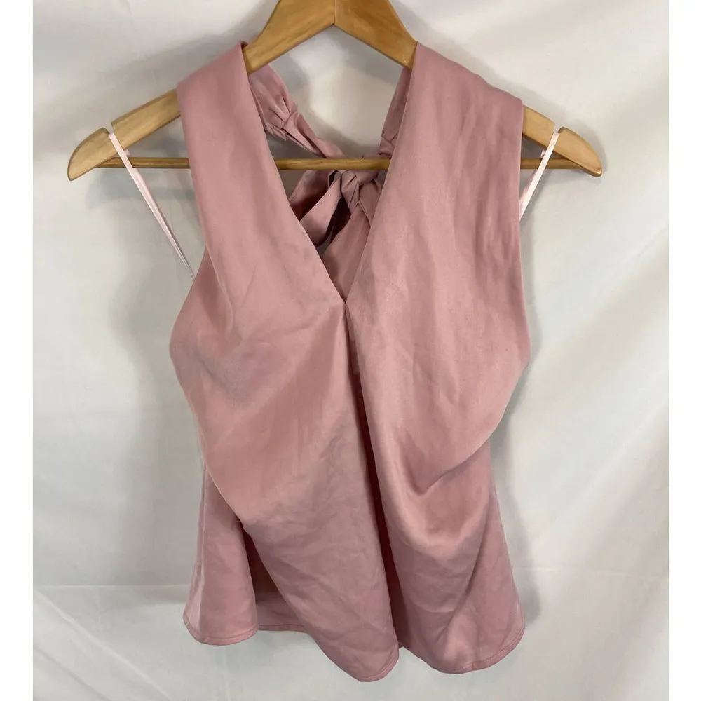 VICI COLLECTION Womens Satin Crossover Halter Neck Top Sleeveless size medium - Image 3