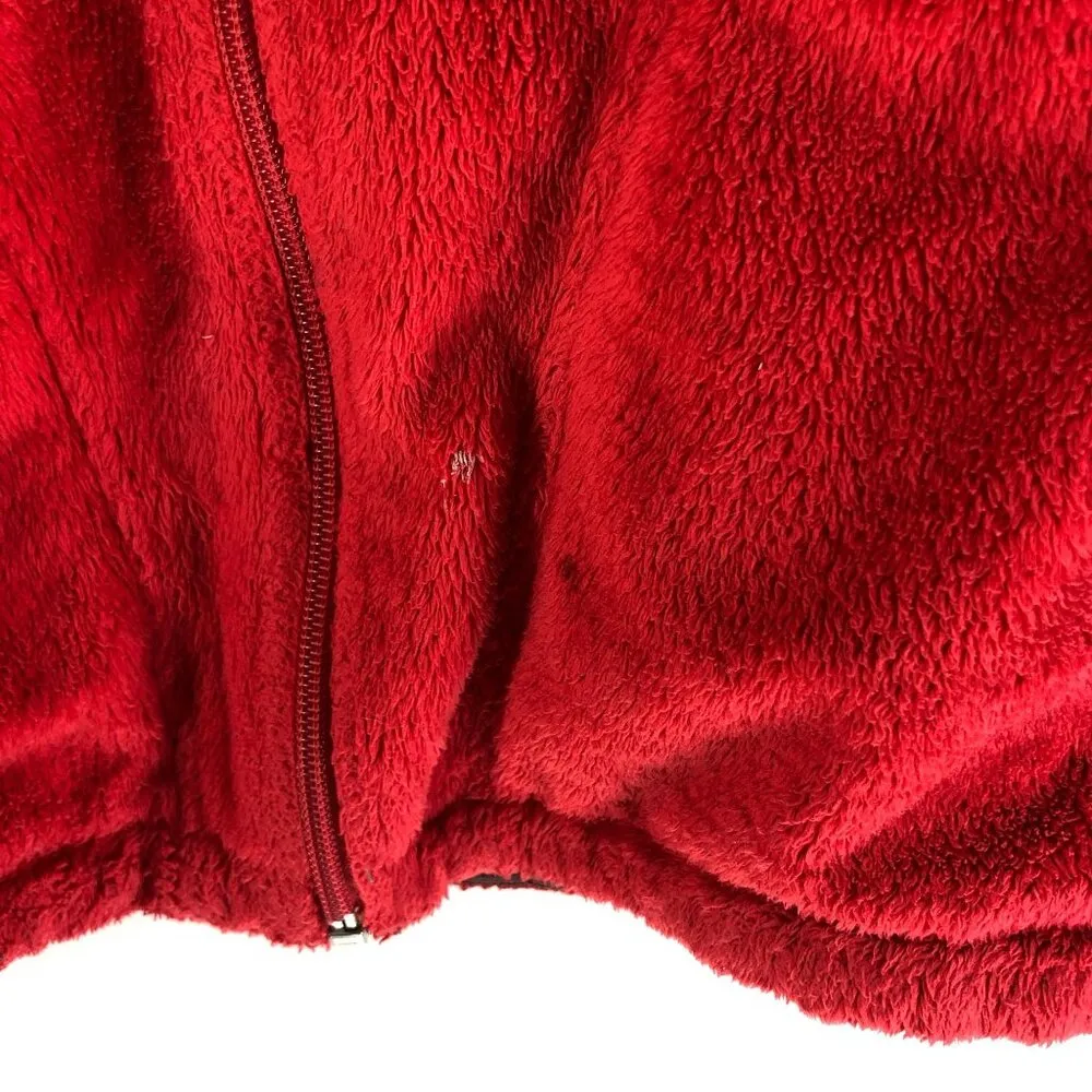 The North Face Womens Oso Fleece Full-Zip Hoodie Jacket Red & Black Size M - Image 2