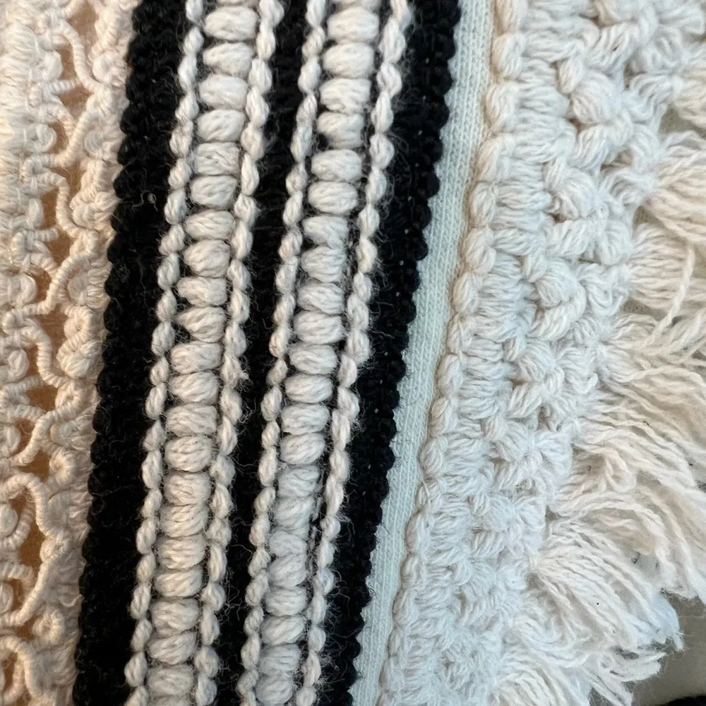 eri + ali Anthropologie cotton terry lined striped top with fringe accents, M Black Size M - Image 8