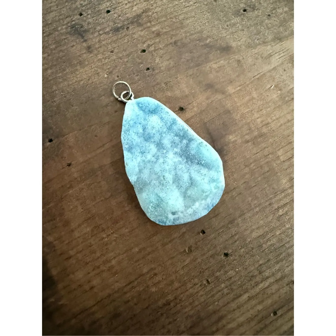 Large Raw Blue Larimar Necklace Pendant - Image 9