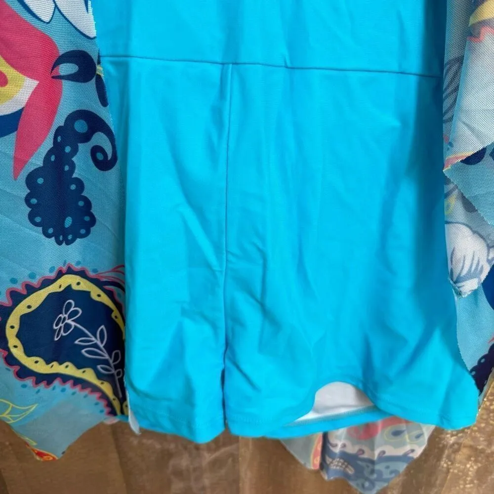 American Trends Bright Blue Floral Swim Shorts Dress XXXL NWOT Size undefined - Image 3