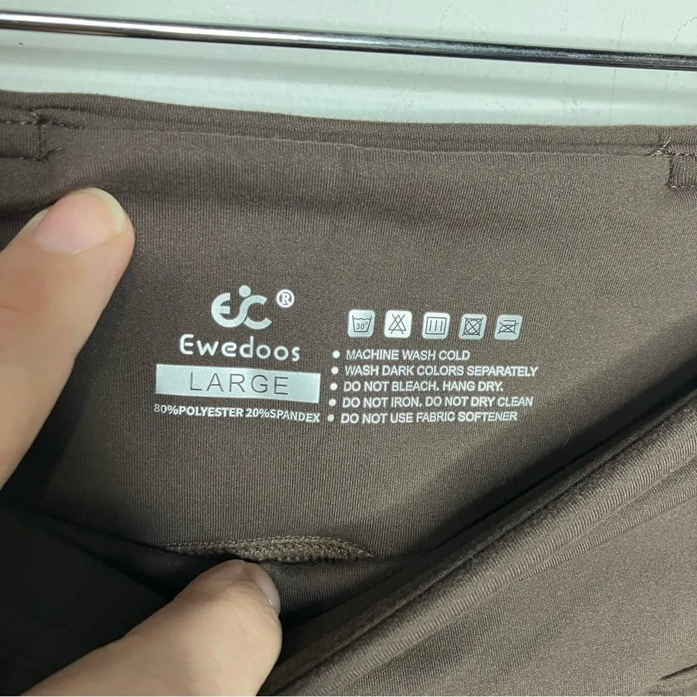Ewedoos bootcut‎ yoga pants chocolate brown size large - Image 3