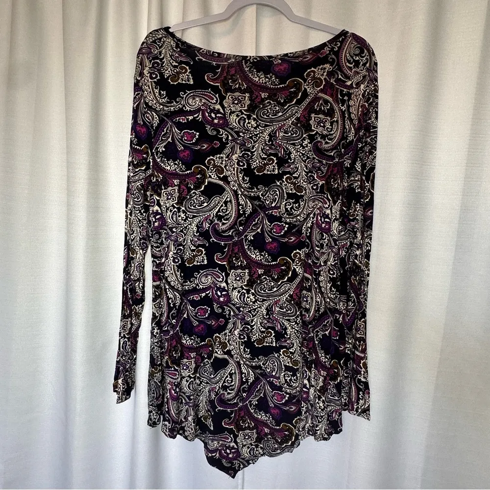 New NWT Women's Blouse Top Plus XXL Boho Paisley Dark Romantic Flowy Asymmetric Black - Image 9