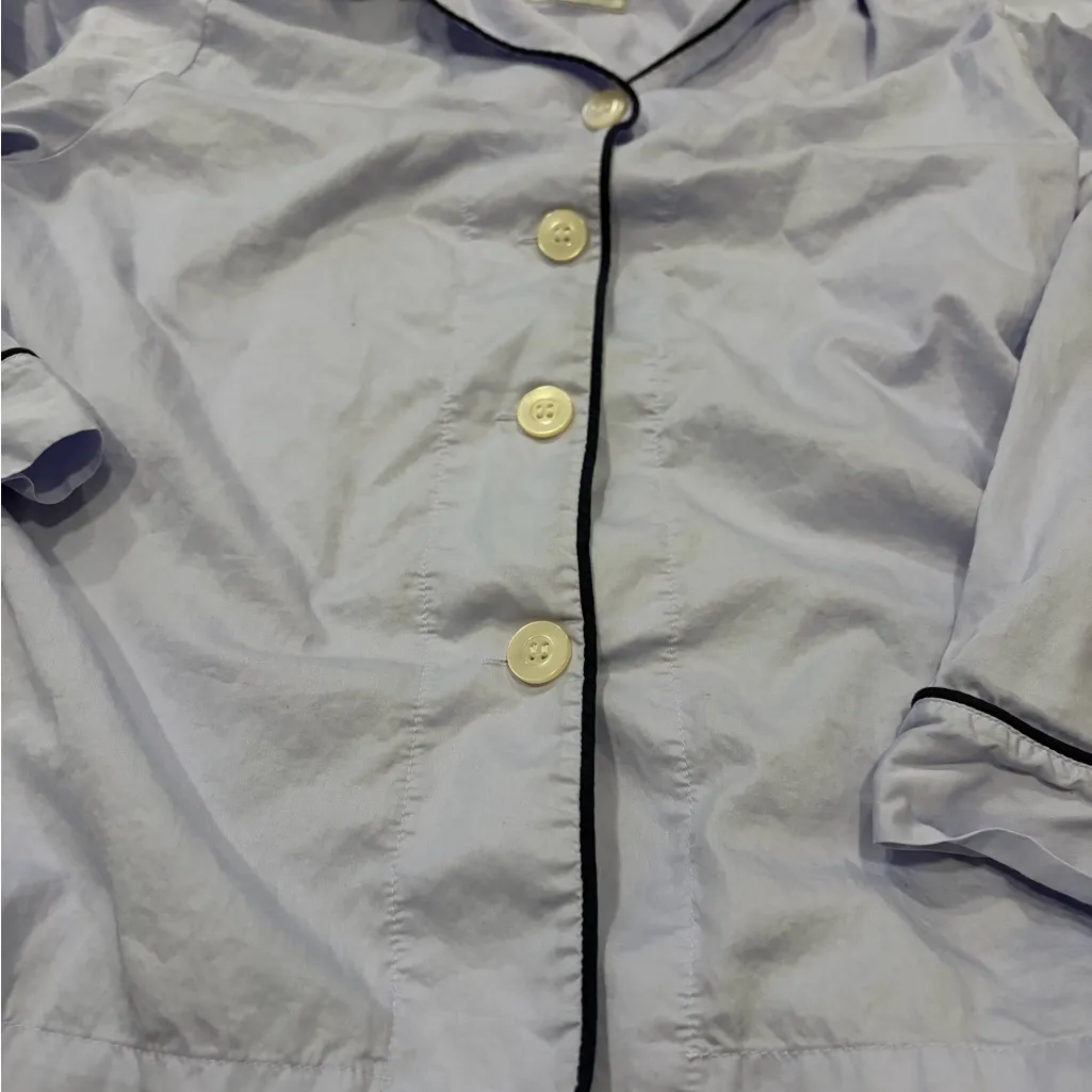 Light Blue Pajama Top with navy Accents Size XS - Image 3