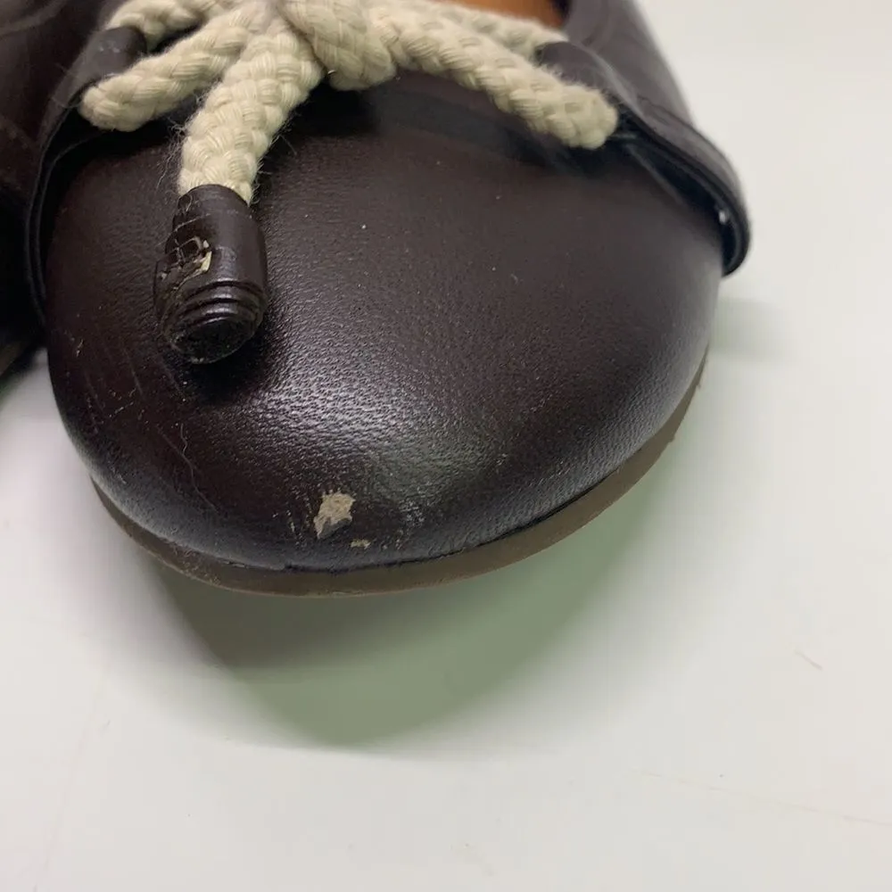 Hunter Dex Ballet Flat Slip On Shoes  Dark Brown Leather Bow Size 37.5 | 7.5 - Image 3