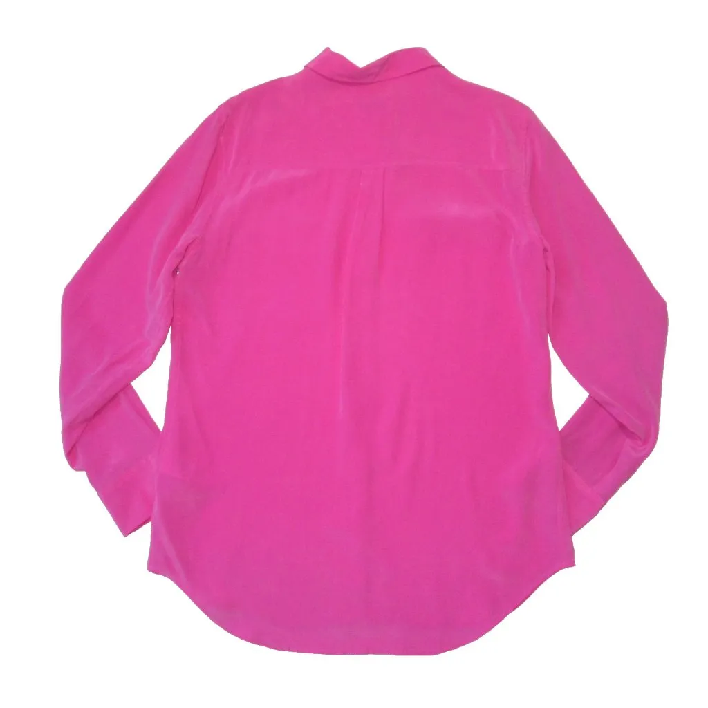 NWT Equipment Slim Signature in Rose Violet Pink Washed Silk Button Down Shirt M - Image 8