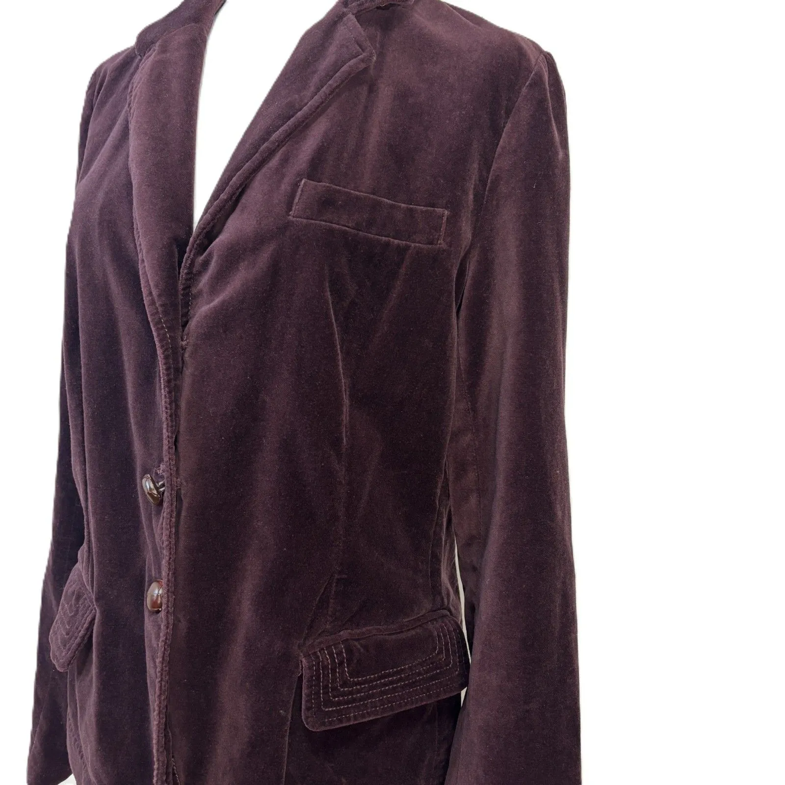 J. Crew Womens Velvet Blazer Dark Purple Wood Button Academia Preppy Career Sz M Size M - Image 2