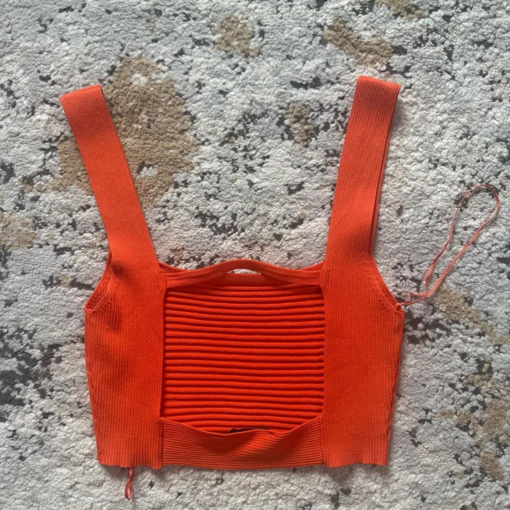 Zara Vibrant Orange Open Back Tank Top - Image 3