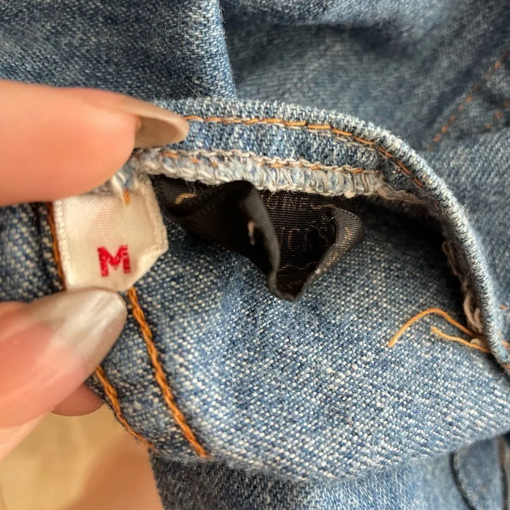 Vintage Denim Sleeveless Denim Zip Up Vest Size Medium Front‎ Pockets Waist Coat - Image 6