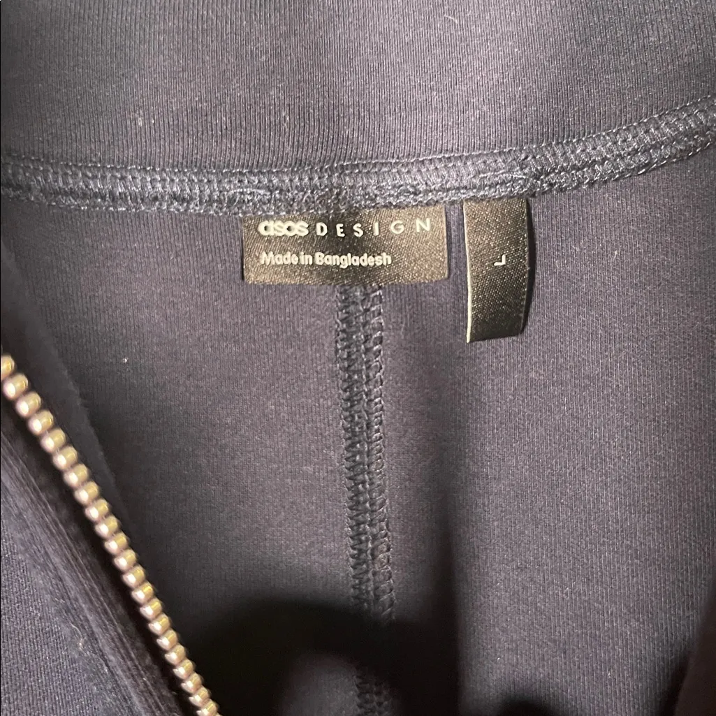 ASOS  WEEKEND COLLECTIVE HEAVYWEIGHT HALF ZIP PULLOVER SWEATSHIRT NAVY BLUE LARGE - Image 5