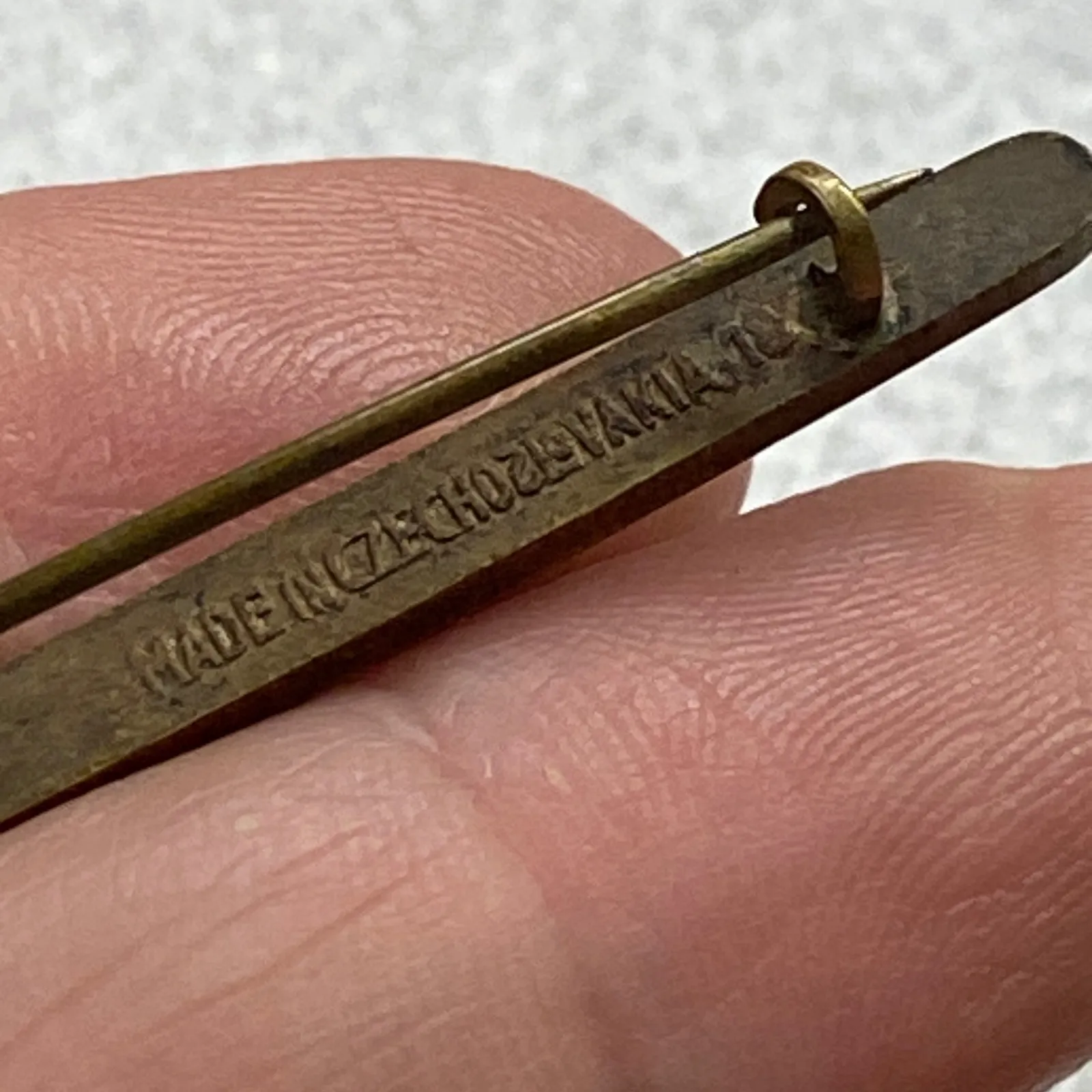 Antique Czechoslovakia Art Nouveau Enamel Floral Bar Brooch Collectible Pin White - Image 7