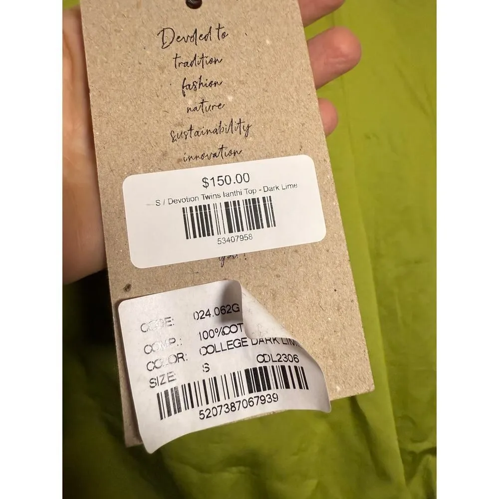 NWT Devotion Twins Ianthi Top in Dark Lime Sz. S Green - Image 3