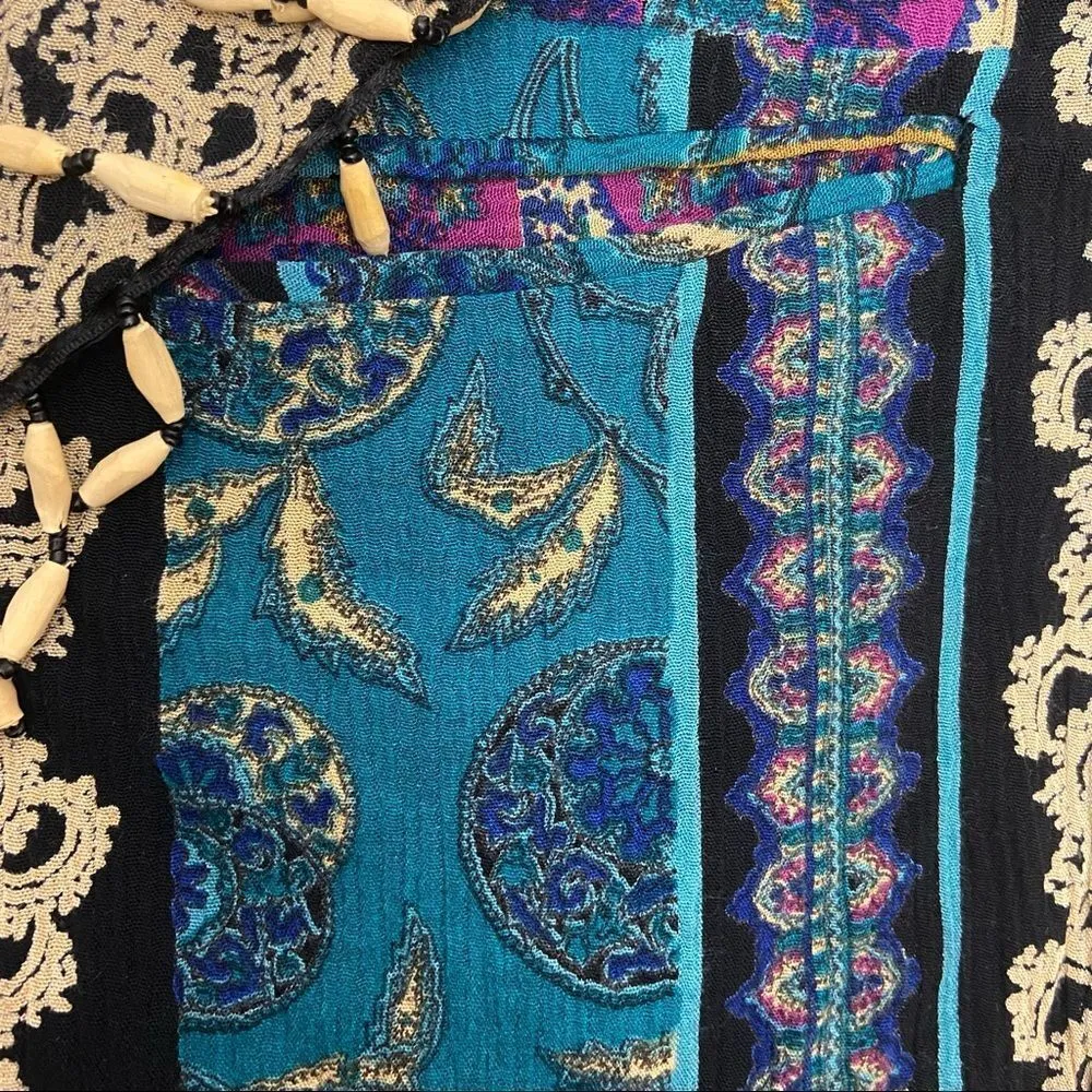 Vintage 80’s Michael Taylor Paisley Print Rayon Blazer Jacket Black Size M - Image 8