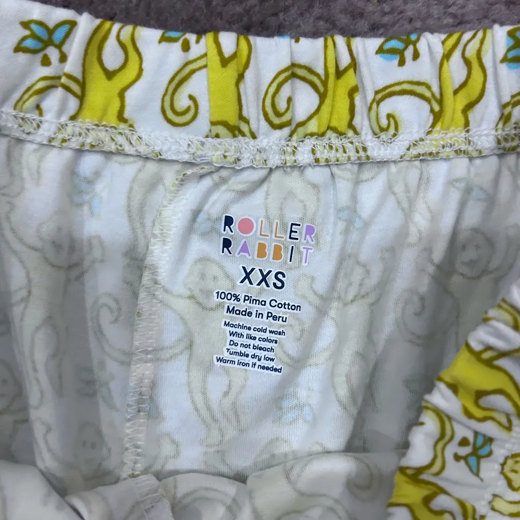 Roller Rabbit Yellow Sunshine Monkey Polo Pajamas New XXS - Image 9