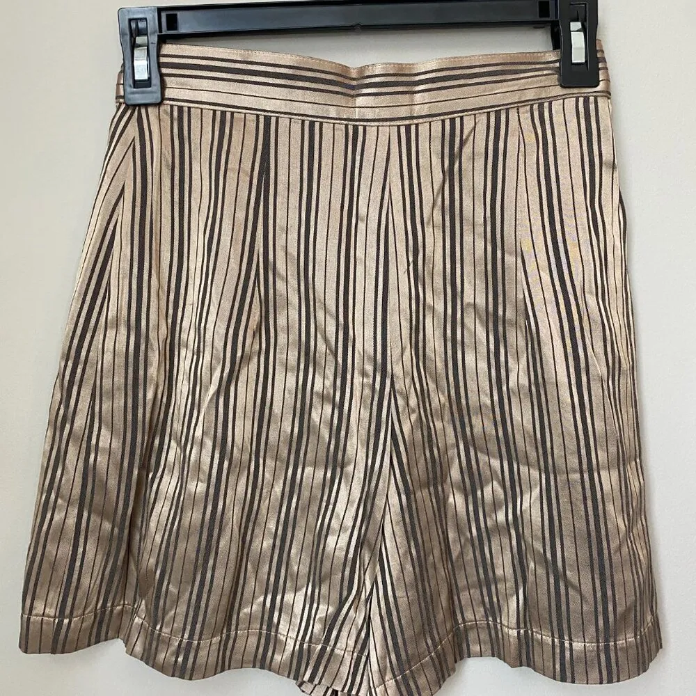 Vintage Judy Knapp California Womens Sz 3 Silky Striped Wrap Skort Bronze Black Gold - Image 12