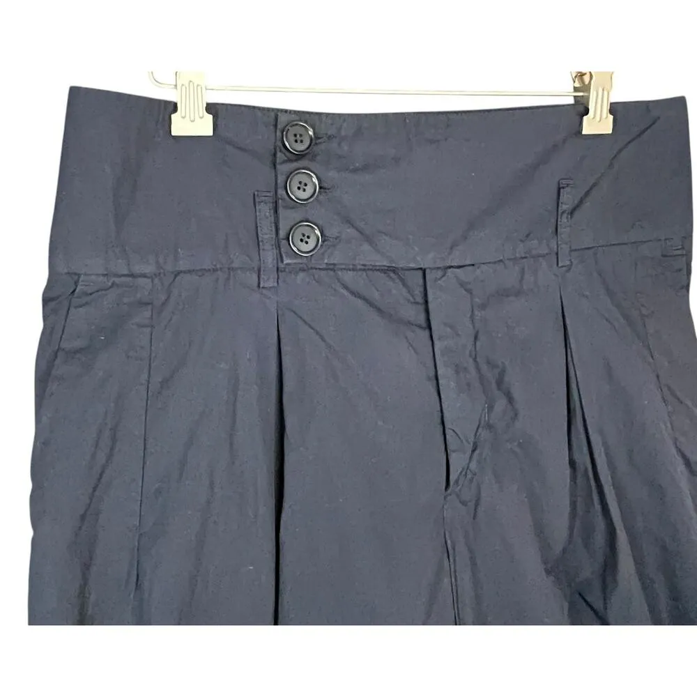 Stile Benetton Pants Women US 10 Blue Cotton High Waist Pleated Trousers Classic - Image 2