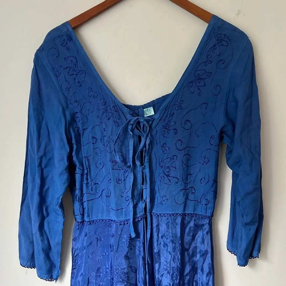 Women’s long corset Renaissance Fairycore maxi dress Cottagecore Sz OS = Blue - Image 2