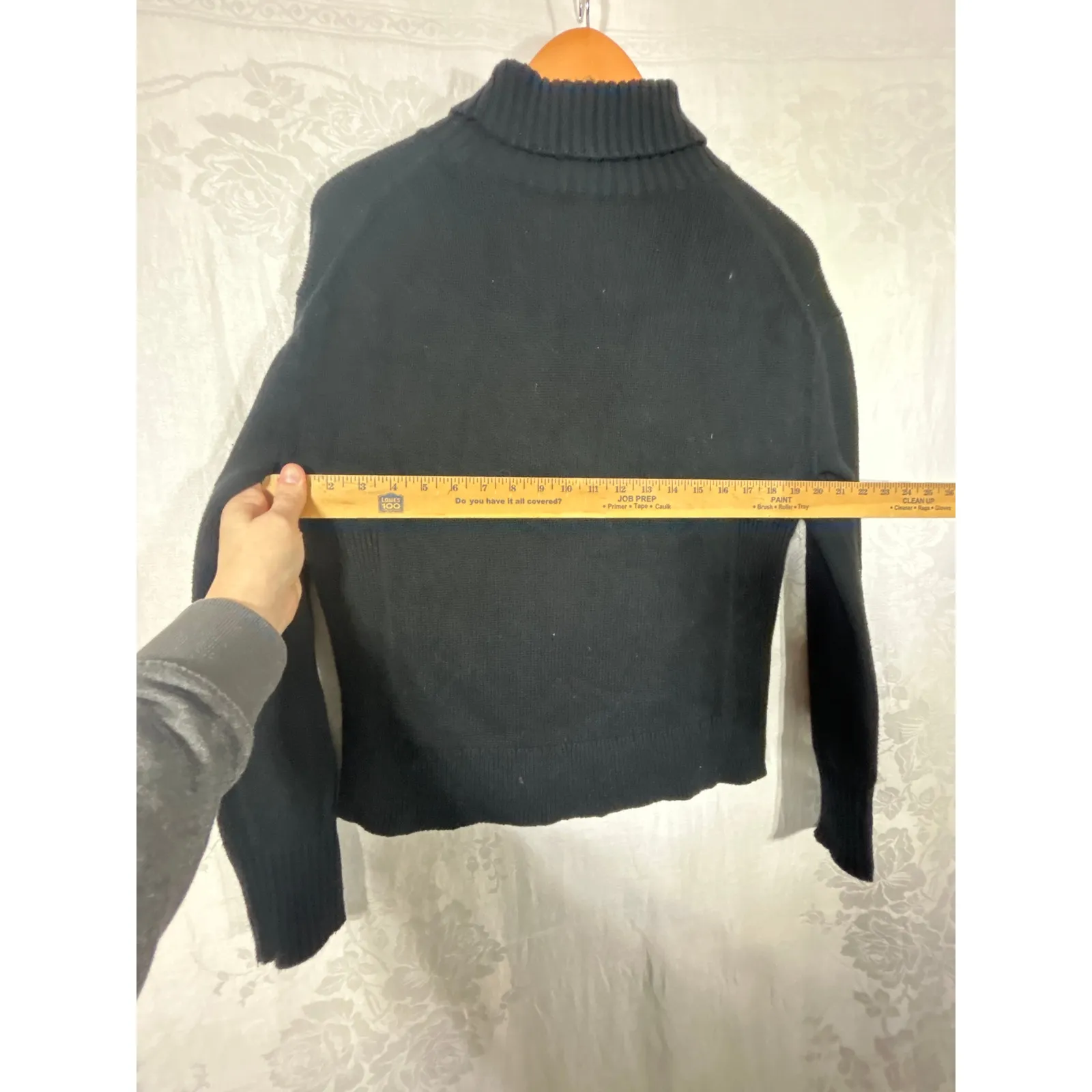 Nordstrom Turtleneck Sweater Small Black Ribbed Organic Cotton Merino Wool - Image 8