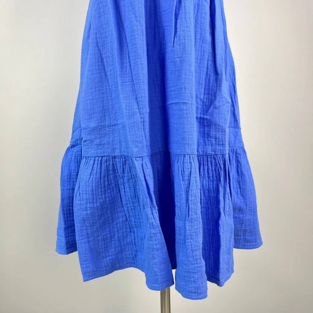 NWOT Boden Ada Double Cloth Cotton Blue Dress Size 6 Knee Length - Image 4