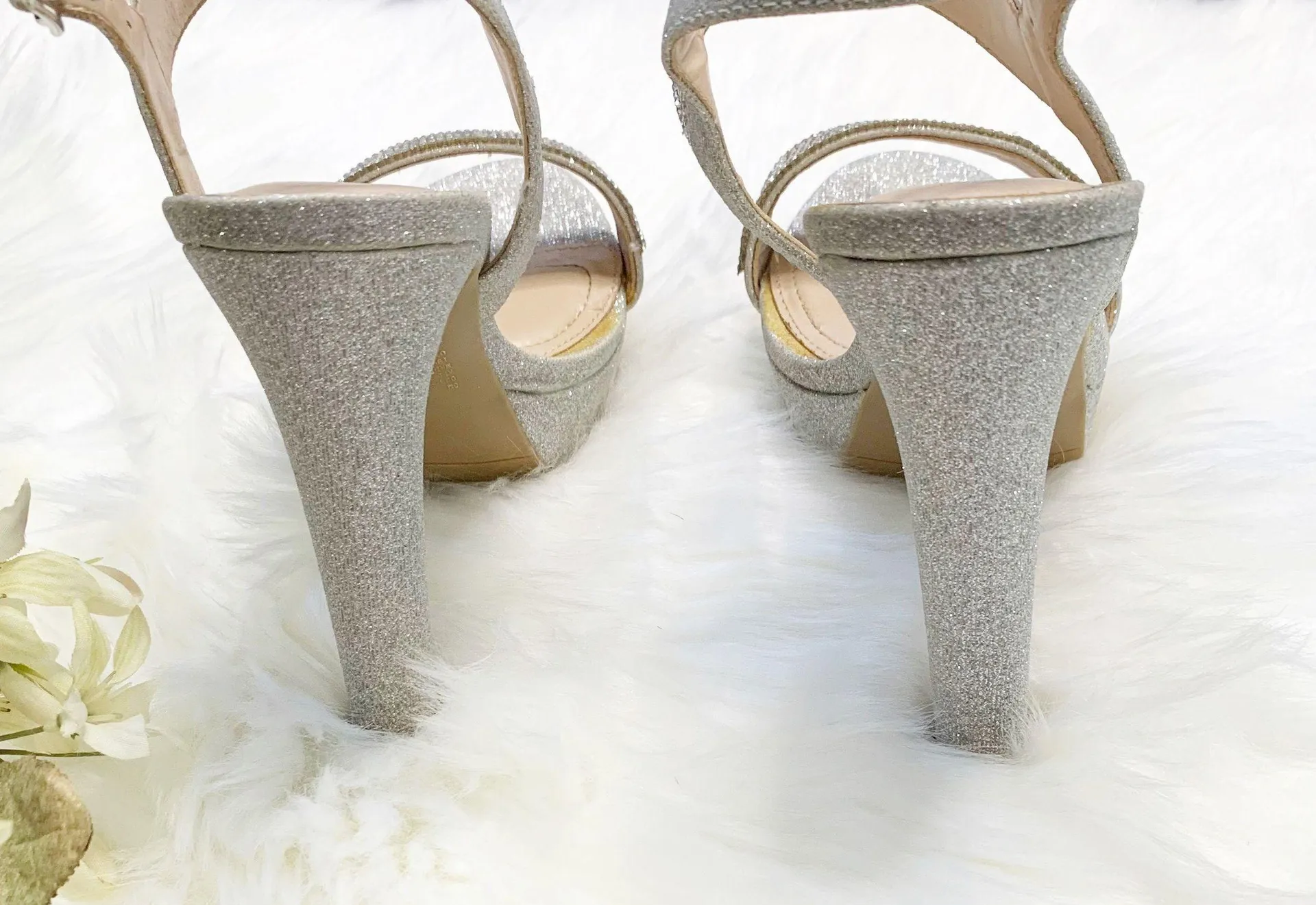 I. Miller Silver Glitter Rhinestone Platform Heels - Image 7