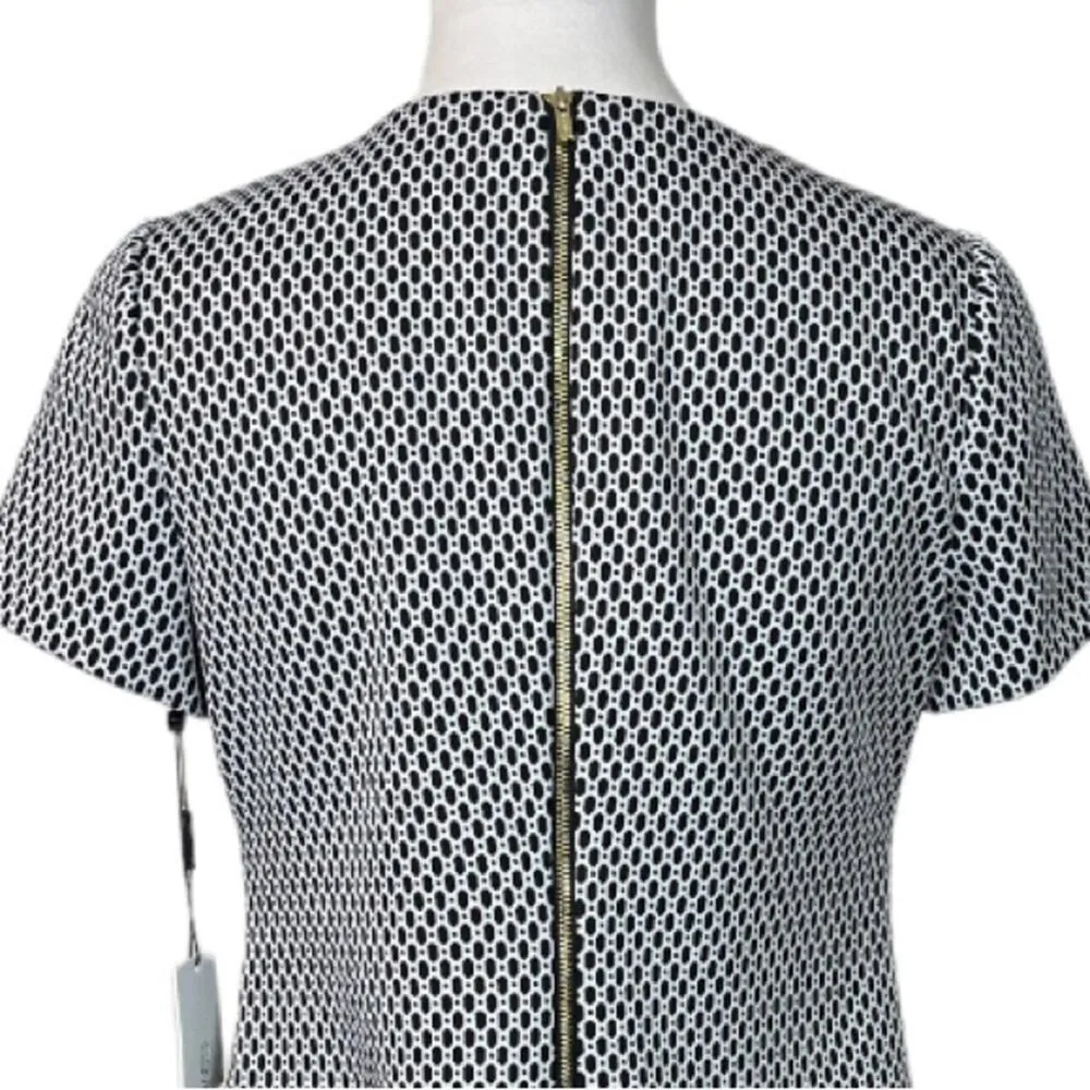 Calvin Klein Shift Dress Crew Neck Short Sleeves NEW Black Geo Women’s Size 8 - Image 8