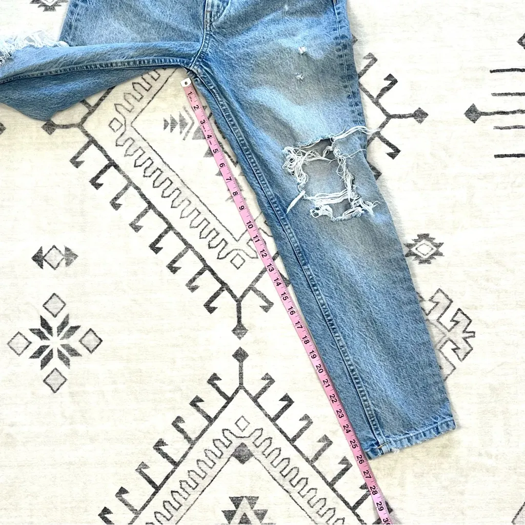 Zara High Rise Straight Leg Distressed Mom Jeans Size 2 - Image 7