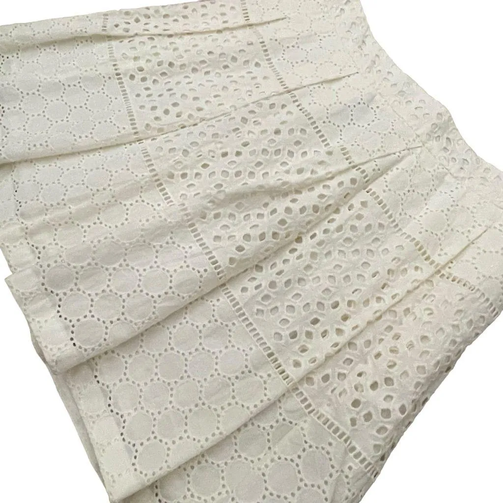 NWT Banana Republic Cream A-Line Lined Pleated Eyelet Skirt with Pockets 6 - Image 5