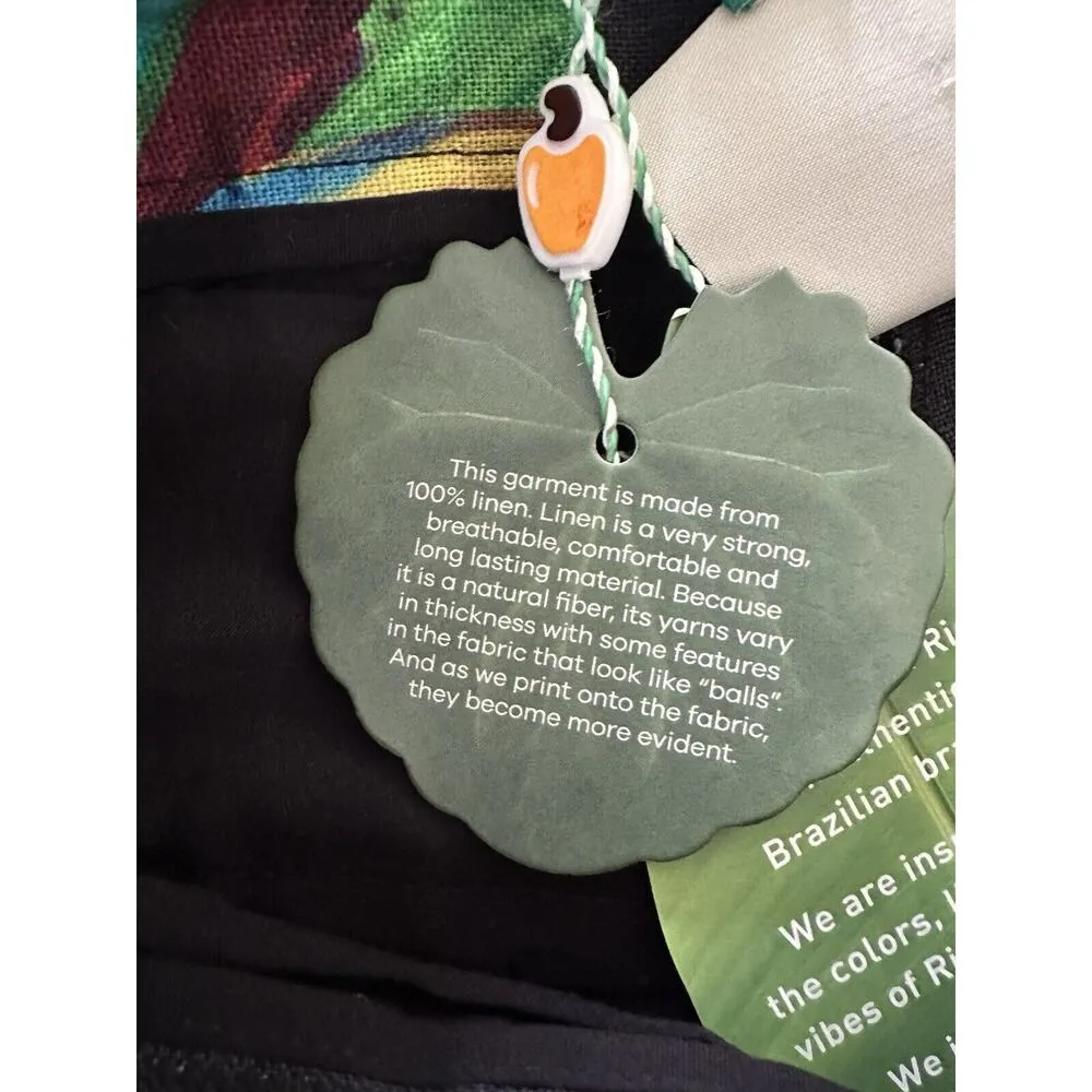 FARM RIO Preta Tropical Banana Floral Linen High-Waisted Shorts Size XS NWT - Image 7