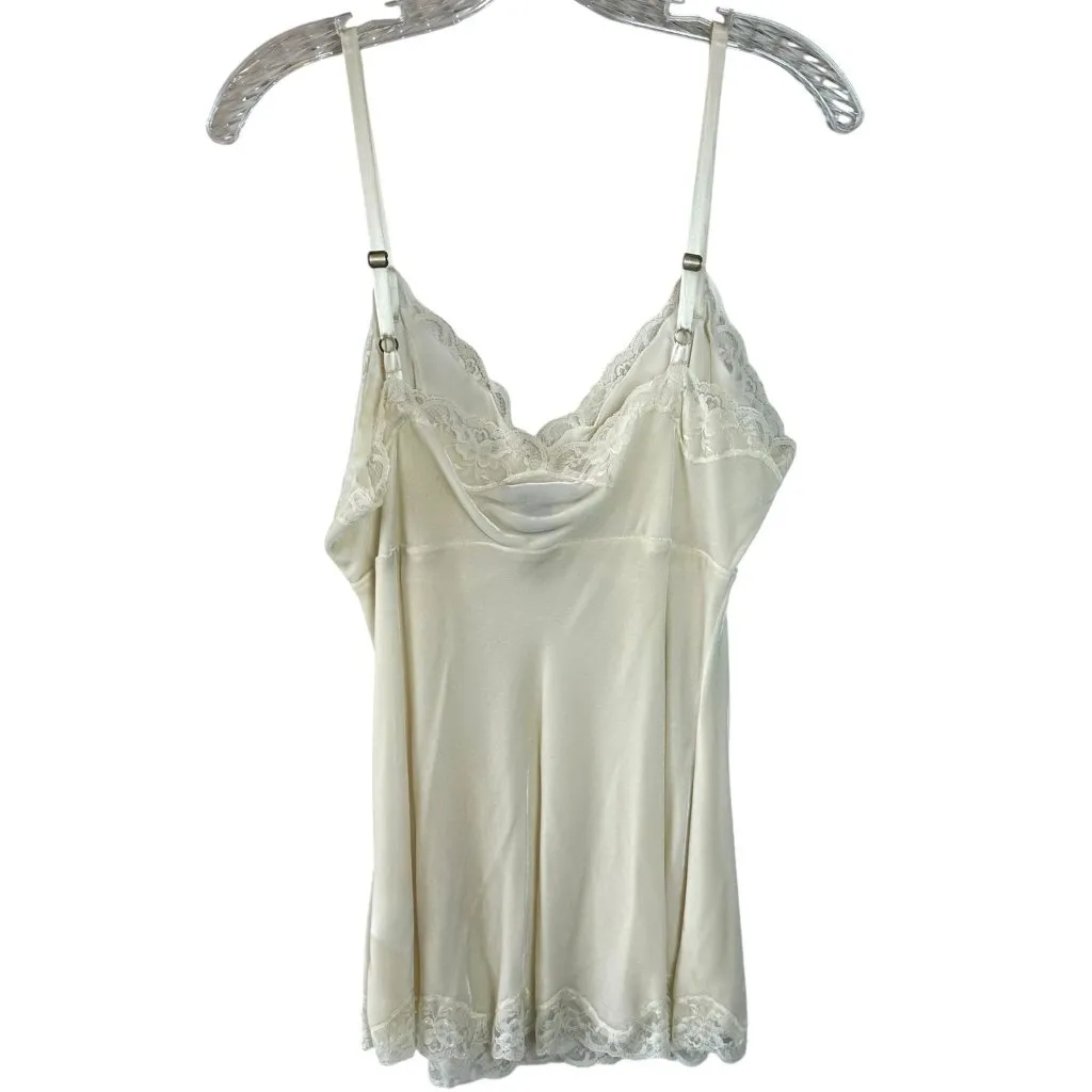 Vintage Y2K Ivory Velvet & Lace Beaded Cami Top Karen Kane Size Large - Image 4