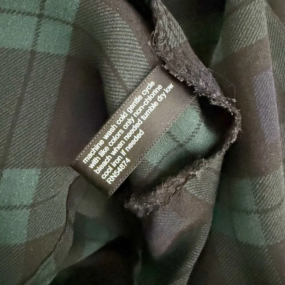 THE LIMITED | Navy Black Green Blackwatch Plaid Blouse Long Sleeve | Size XL - Image 6