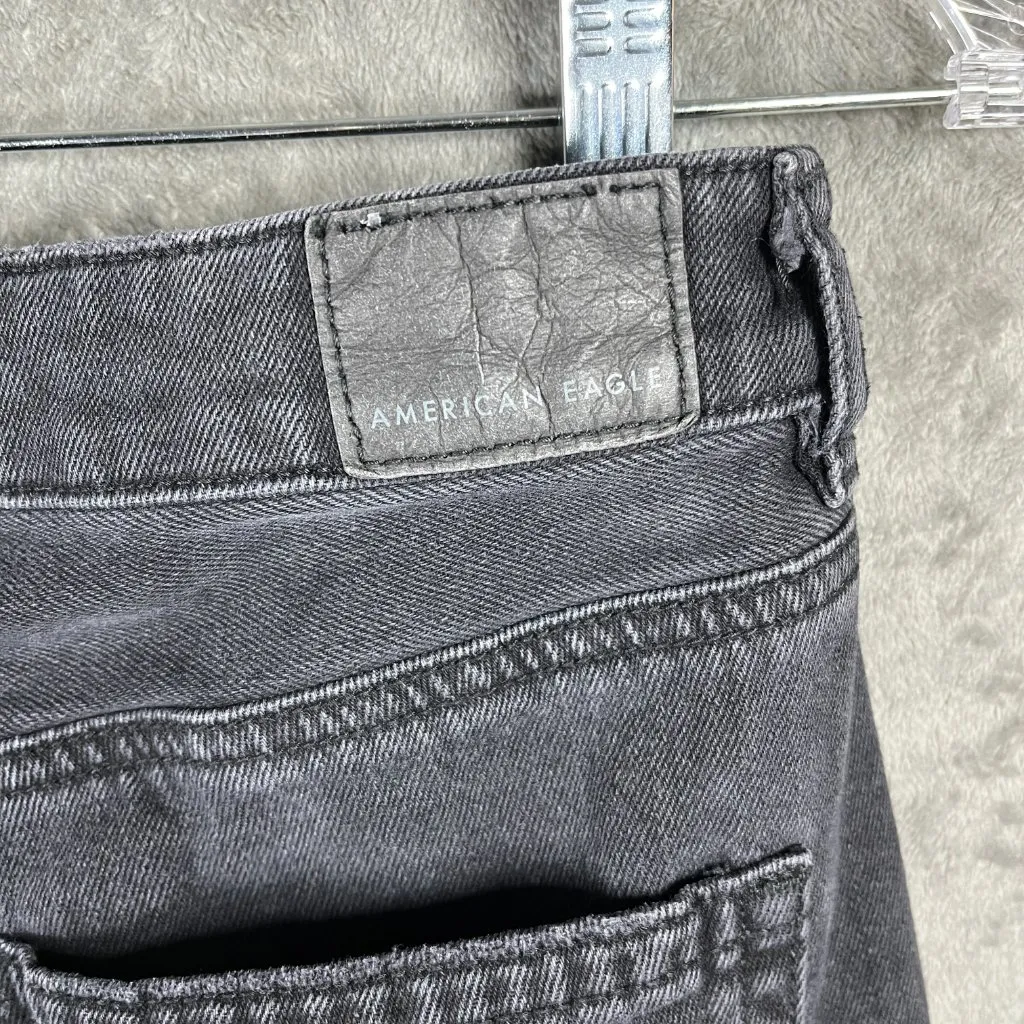American Eagle 90s Mom Jeans Women’s Size 4 Distressed Black Denim Ripped Grunge - Image 8